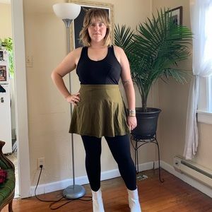 Basic Olive Green Skater Skirt